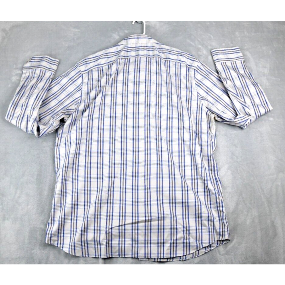 Banana Republic Shirt Men 2XL Slim Beige Blue Non-Iron Plaid Button Up - Picture 6 of 8